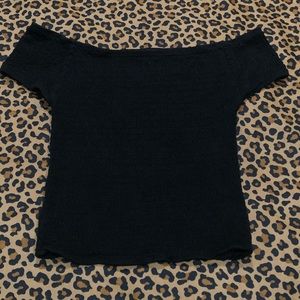 Brandy Melville Charlene Smocked Crop Top Black